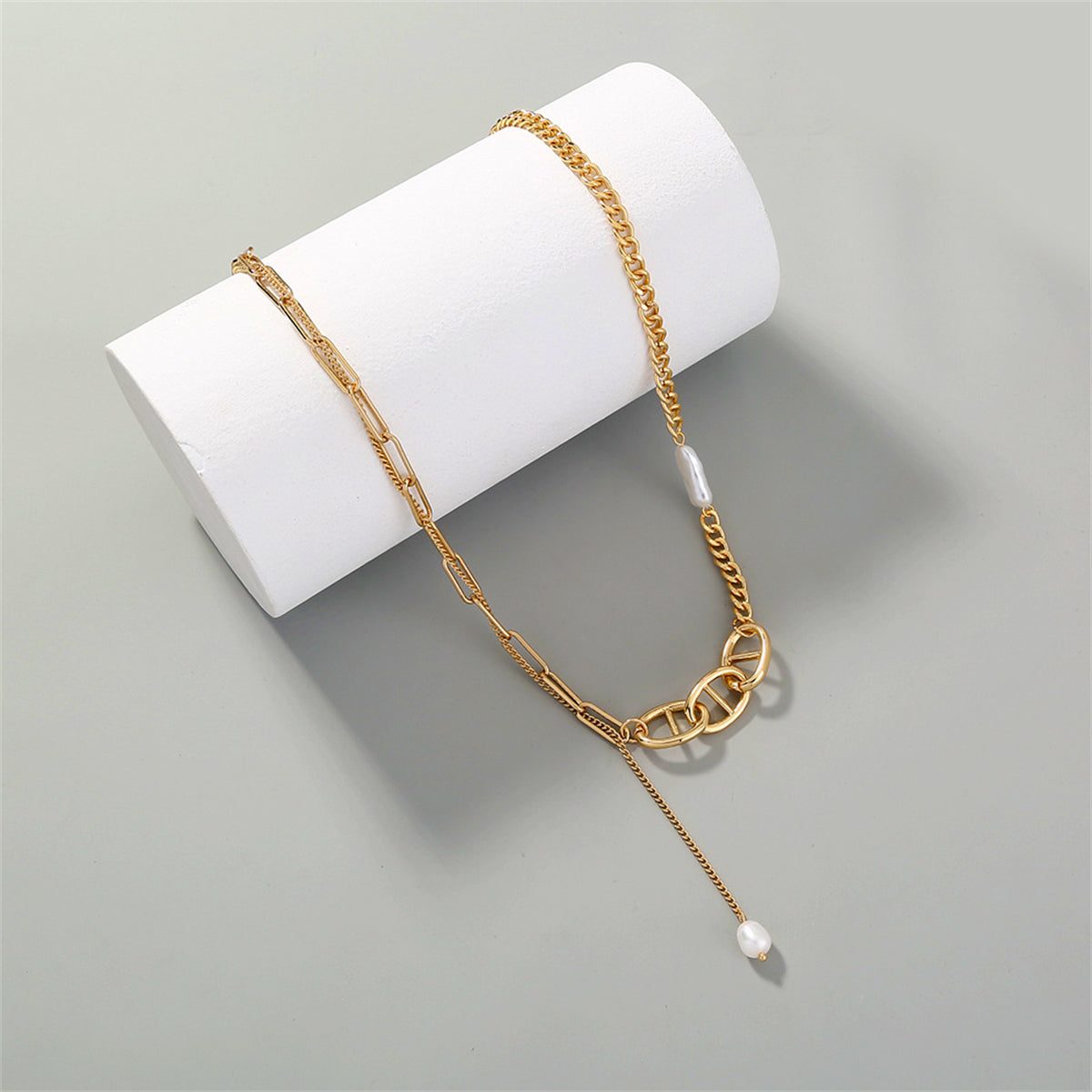 Pearl & 18K Gold-Plated Layered Pendant Necklace