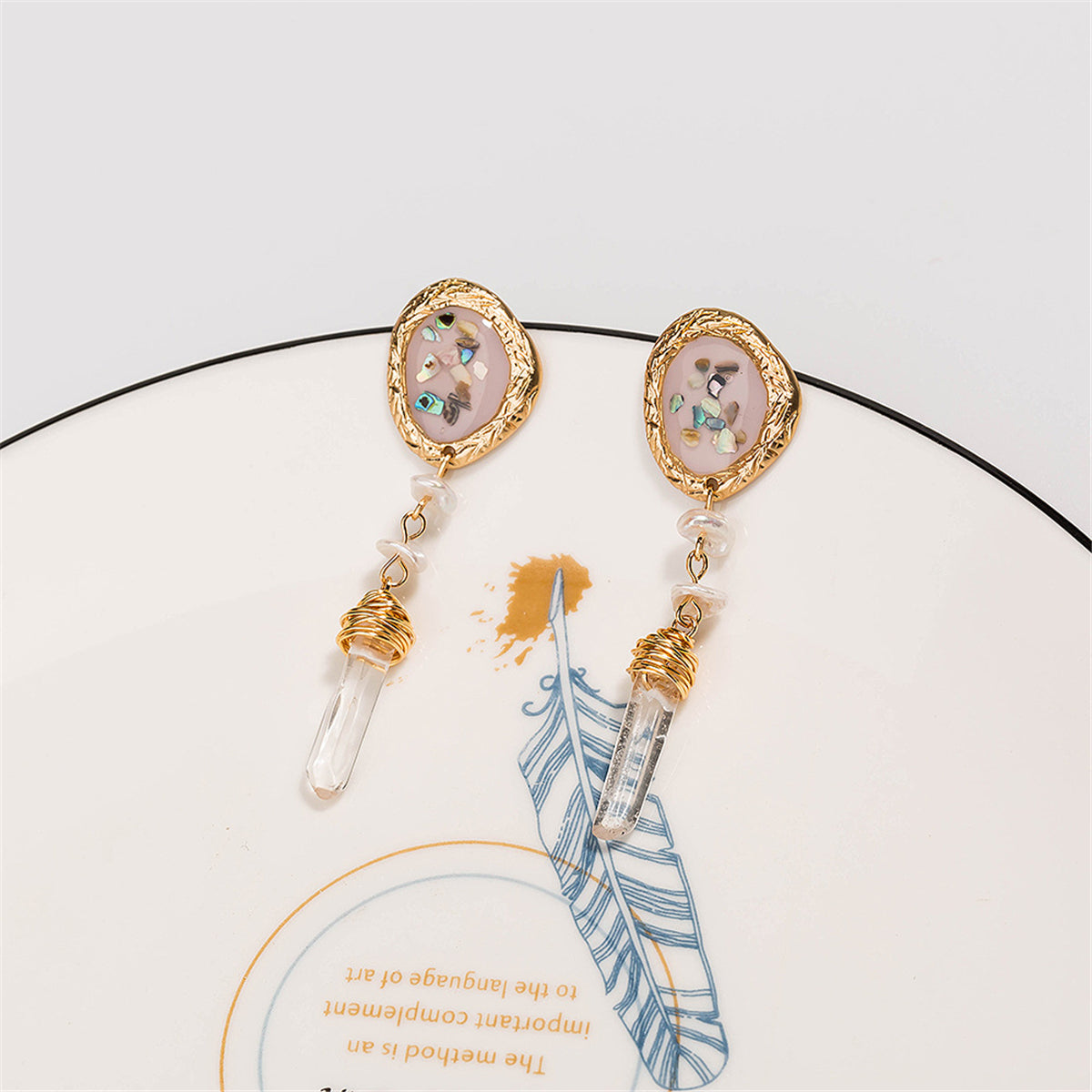 Crystal and 18K Gold-Plated Freeform Wrapped Drop Earrings, gold drop earrings for women, botanical inspired, styled look