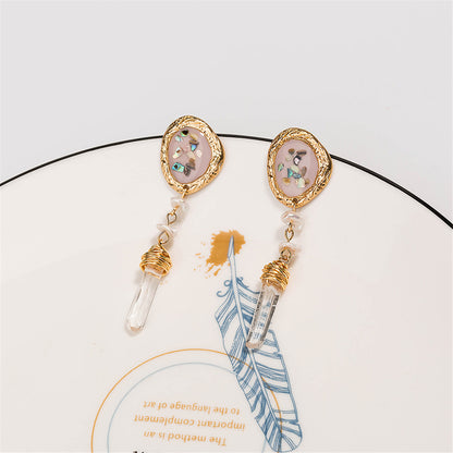 Crystal and 18K Gold-Plated Freeform Wrapped Drop Earrings, gold drop earrings for women, botanical inspired, styled look