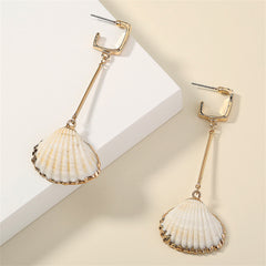 White Shell & 18K Gold-Plated Drop Earrings