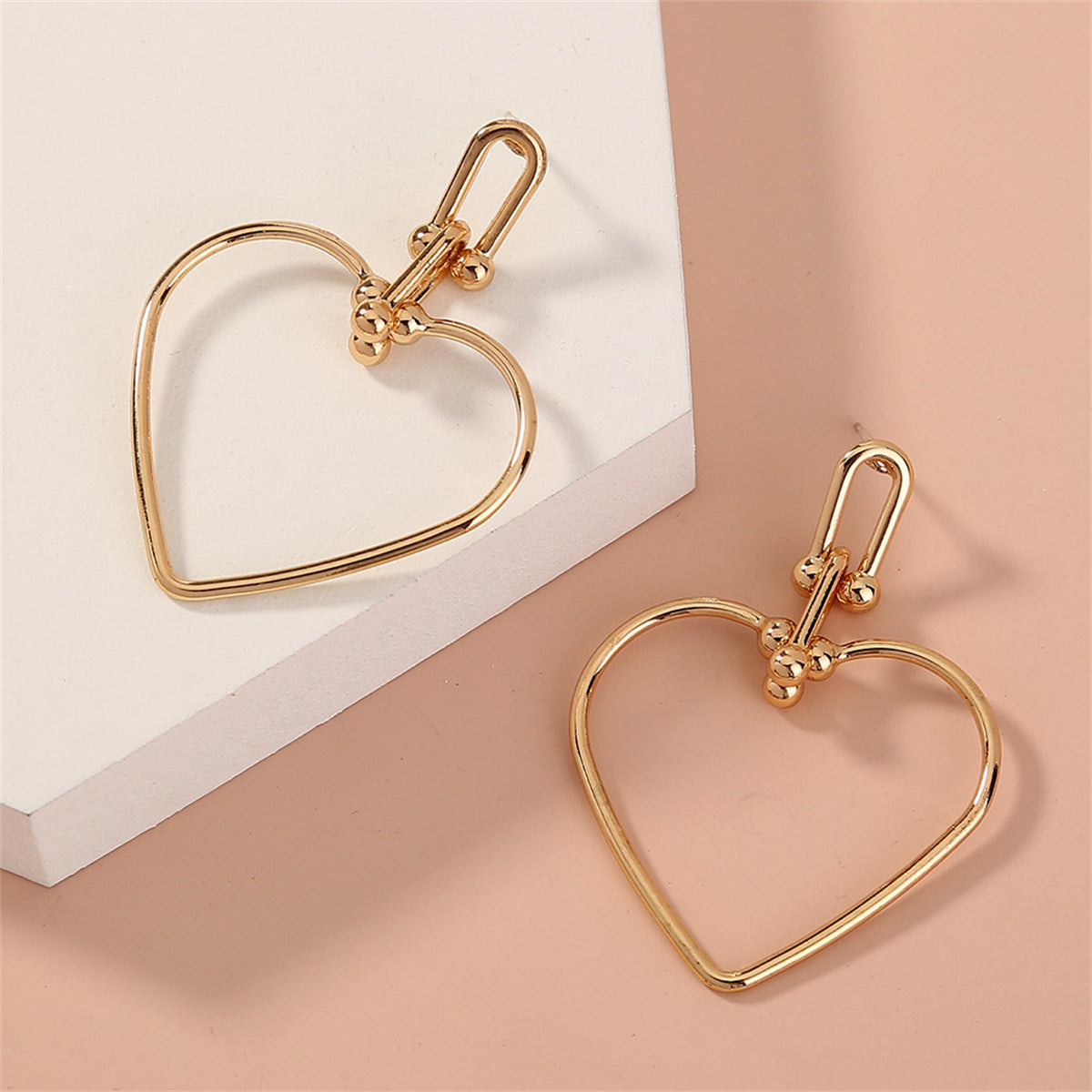 18K Gold-Plated Open Heart Drop Earrings, gold drop earrings for women, dainty minimalist design, styled look
