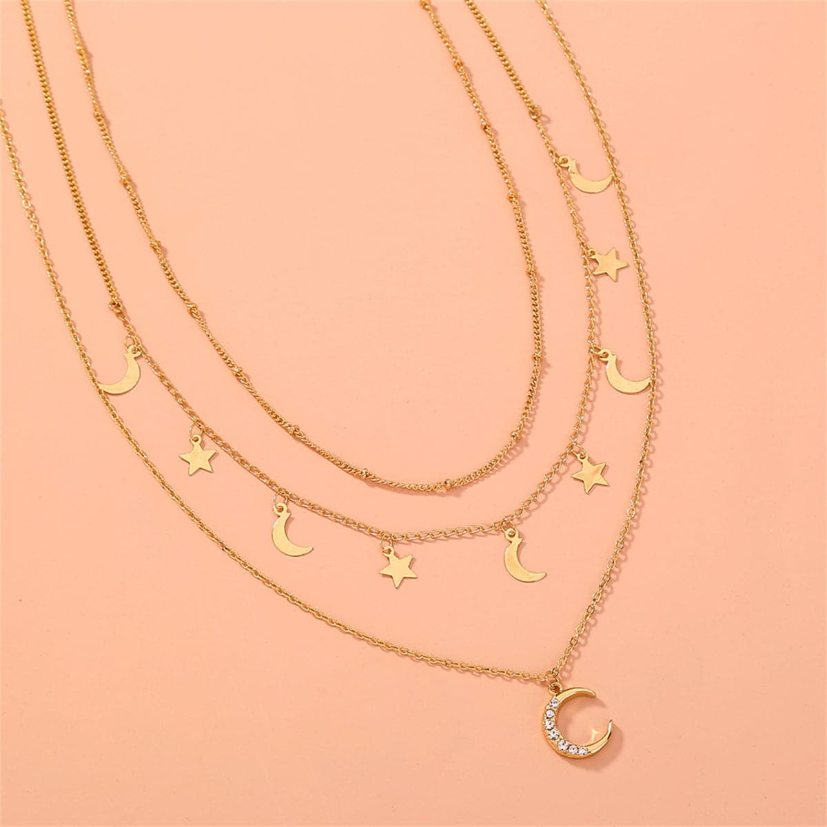 Cubic Zirconia & 18K Gold-Plated Celestial Necklace Set