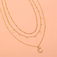 Cubic Zirconia & 18K Gold-Plated Celestial Necklace Set