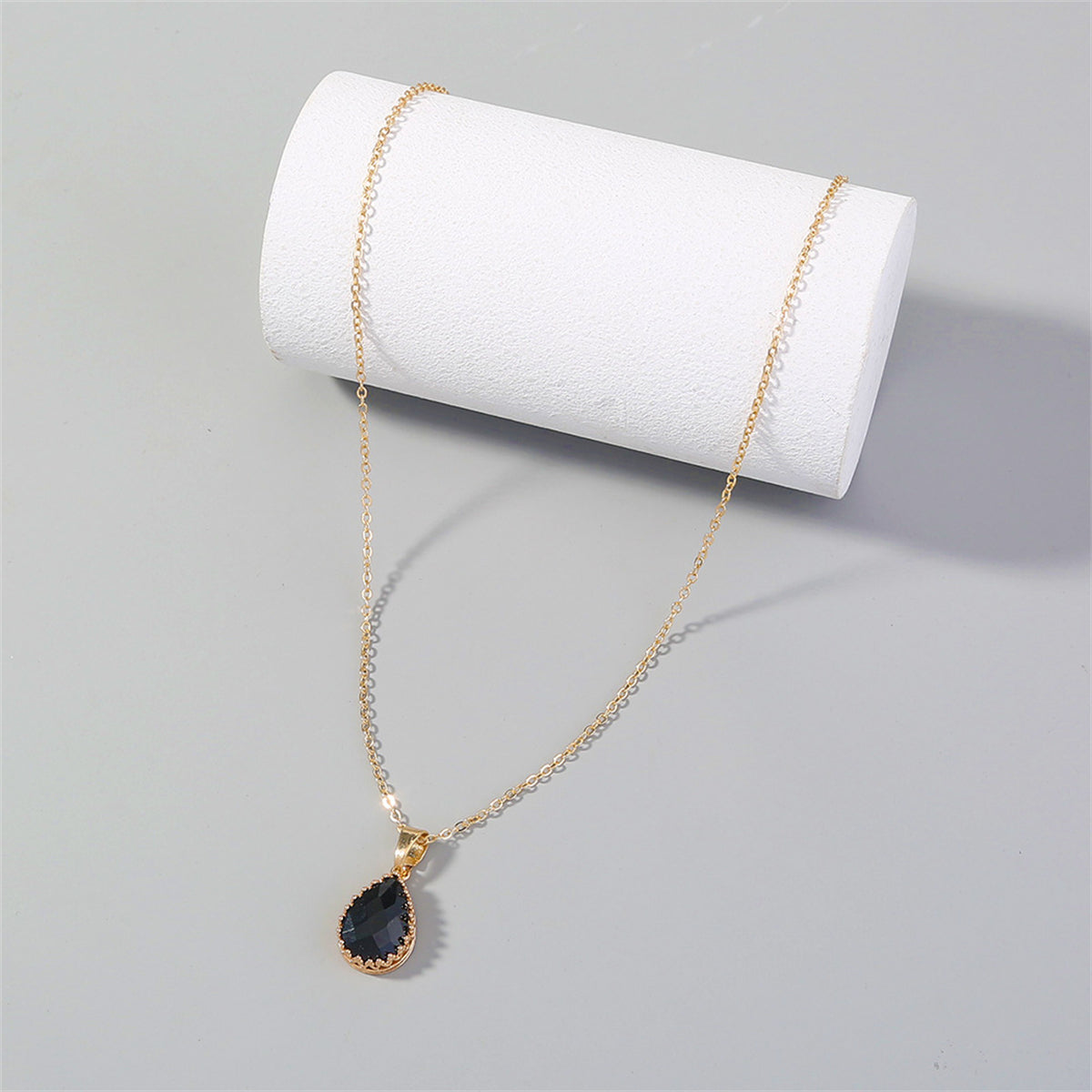 Black Crystal & 18K Gold-Plated Pendant Necklace