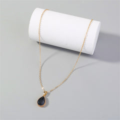 Black Crystal & 18K Gold-Plated Pendant Necklace