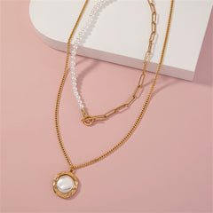 Pearl & 18K Gold-Plated Twine Toggle Necklace Set