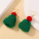 Green & Red Wool & 18k Gold-Plated Hat Drop Earrings