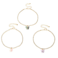 Shell & Cubic Zirconia Butterfly Charm Anklet Set