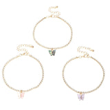 Shell & Cubic Zirconia Butterfly Charm Anklet Set