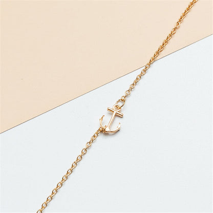 18K Gold-Plated Anchor Charm Anklet, gold anklet bracelet, vintage-inspired design, styled look