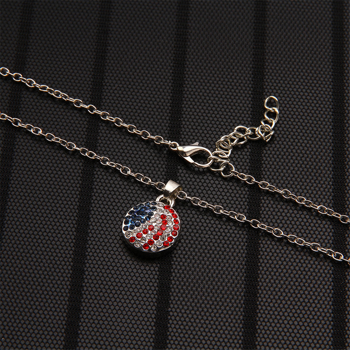 Cubic Zirconia and Silver-Plated Round Pendant Necklace, silver pendant necklace for women, side view