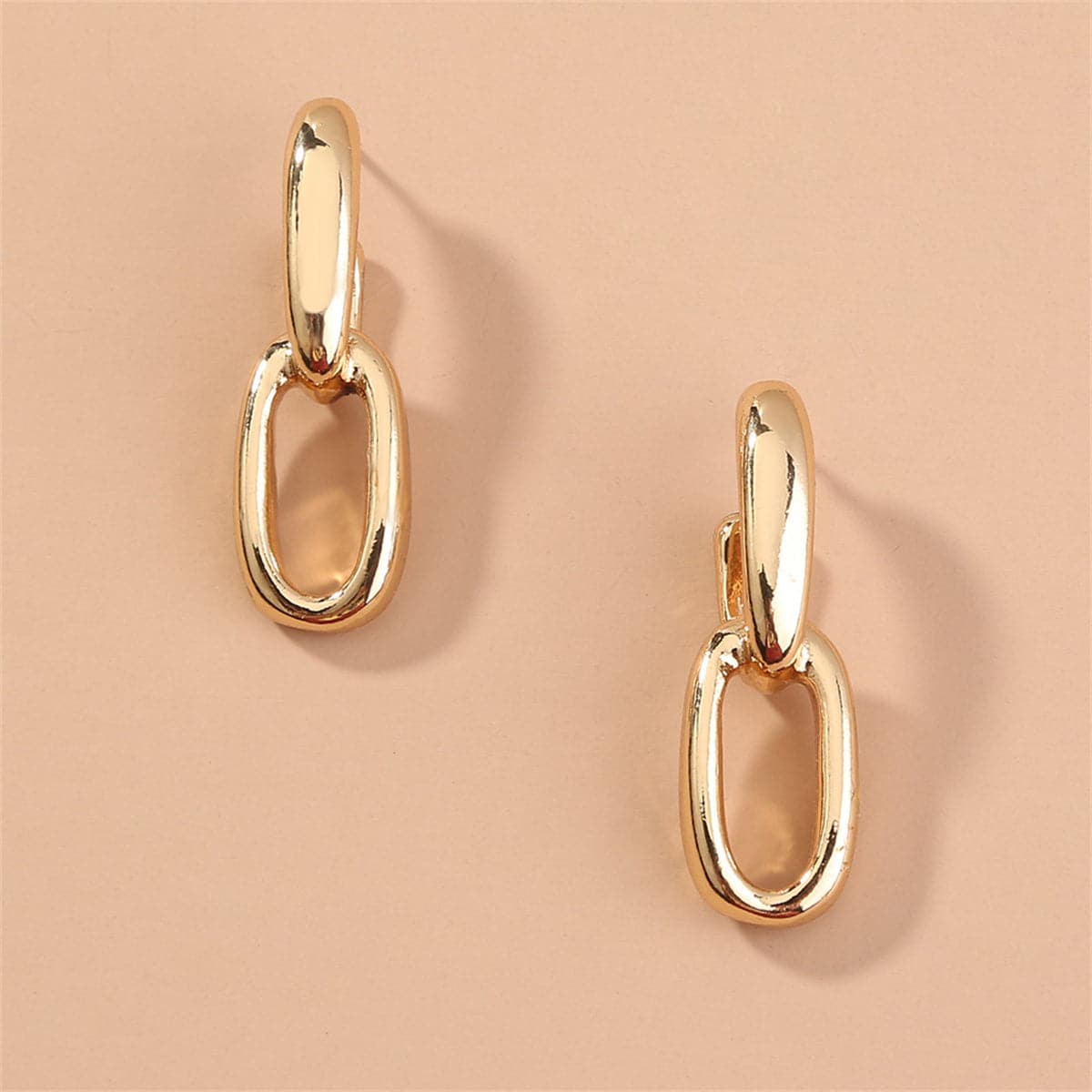 18K Gold-Plated Interlocked Cable Chain Drop Earrings, gold drop earrings for women, everyday style, lifestyle look