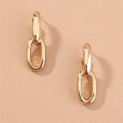 18K Gold-Plated Interlocked Cable Chain Drop Earrings, gold drop earrings for women, everyday style, lifestyle look