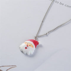 Red & White Santa Face Pendant Necklace
