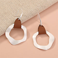 Brown Polyurethane & Silver-Plated Drop Earrings