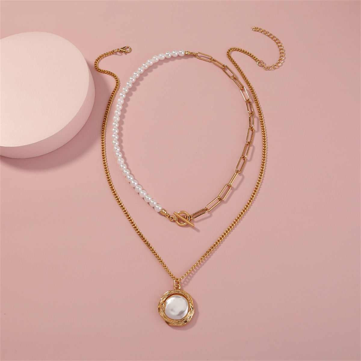 Pearl & 18K Gold-Plated Twine Toggle Necklace Set