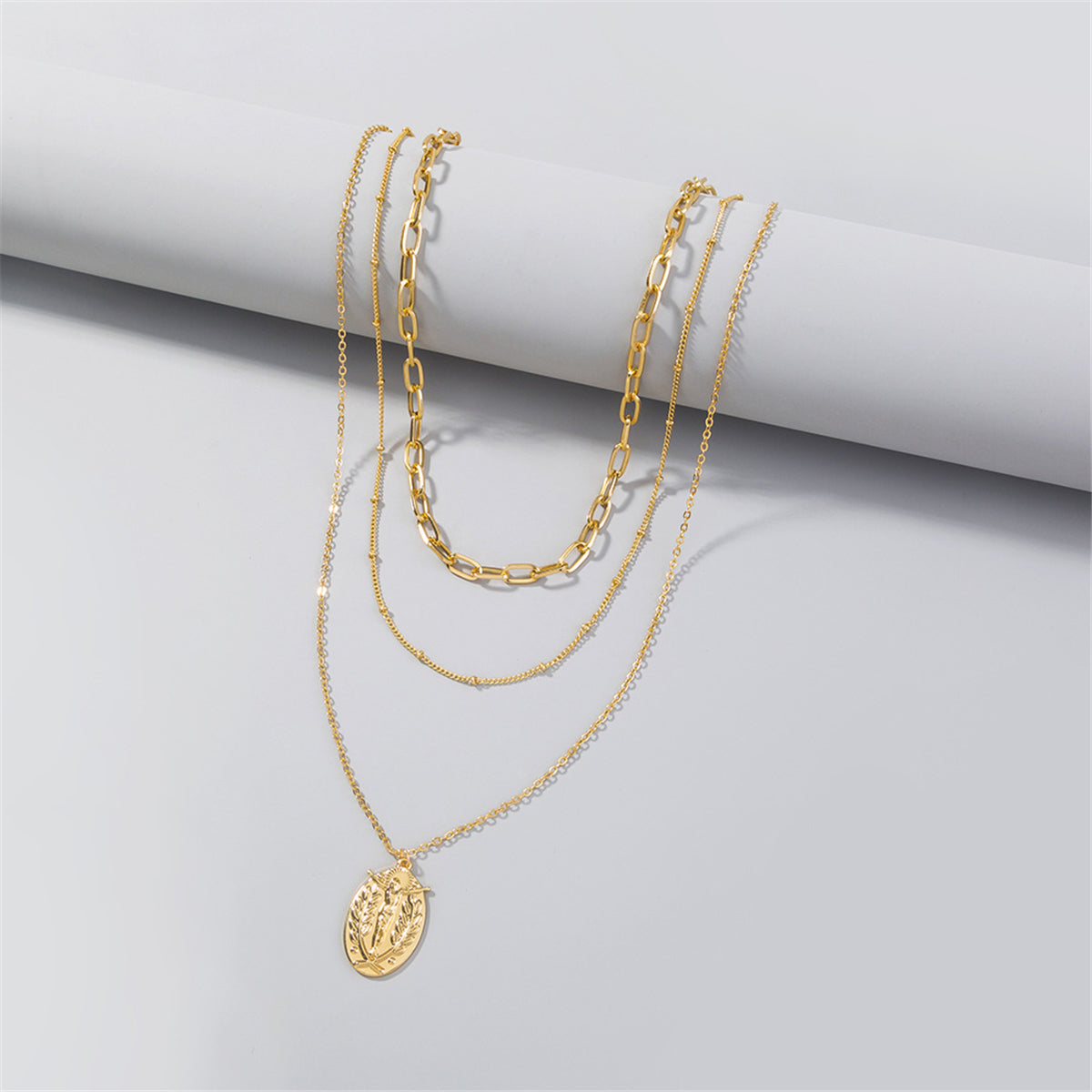 18K Gold-Plated Jesus Layered Pendant Necklace