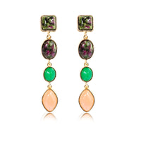 Green & Turquoise 18k Gold-Plated Drop Earrings