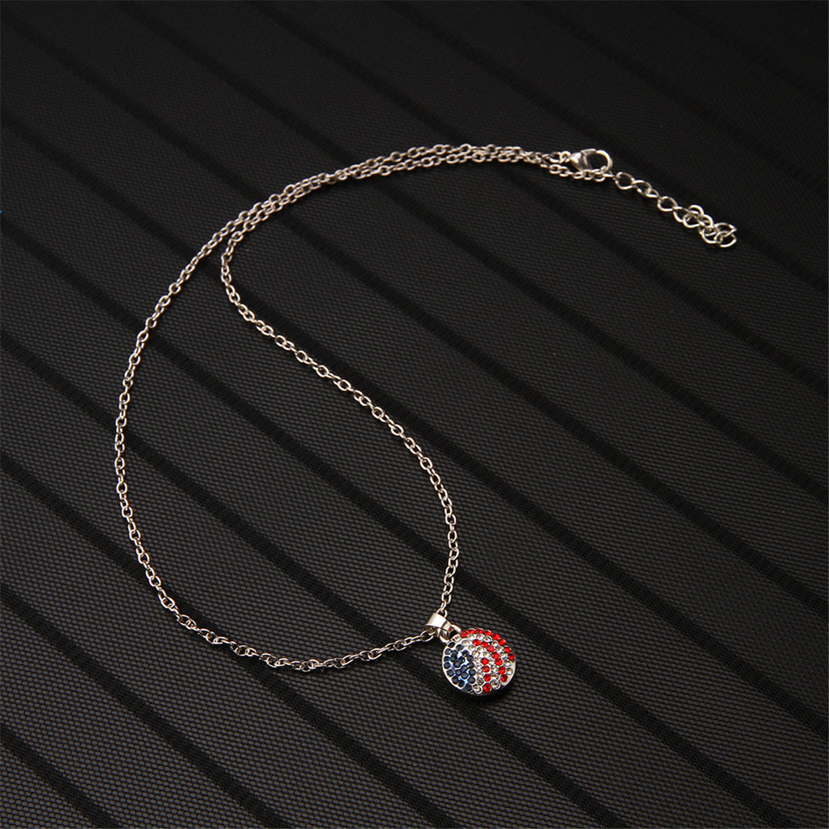 Cubic Zirconia and Silver-Plated Round Pendant Necklace, silver pendant necklace for women, detail close-up