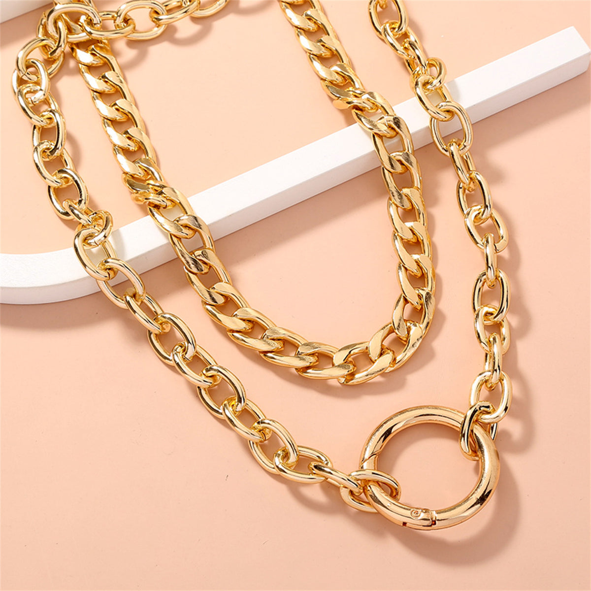 18K Gold-Plated Curb Chain Necklace Set