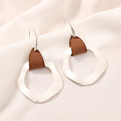 Brown Polyurethane & Silver-Plated Drop Earrings