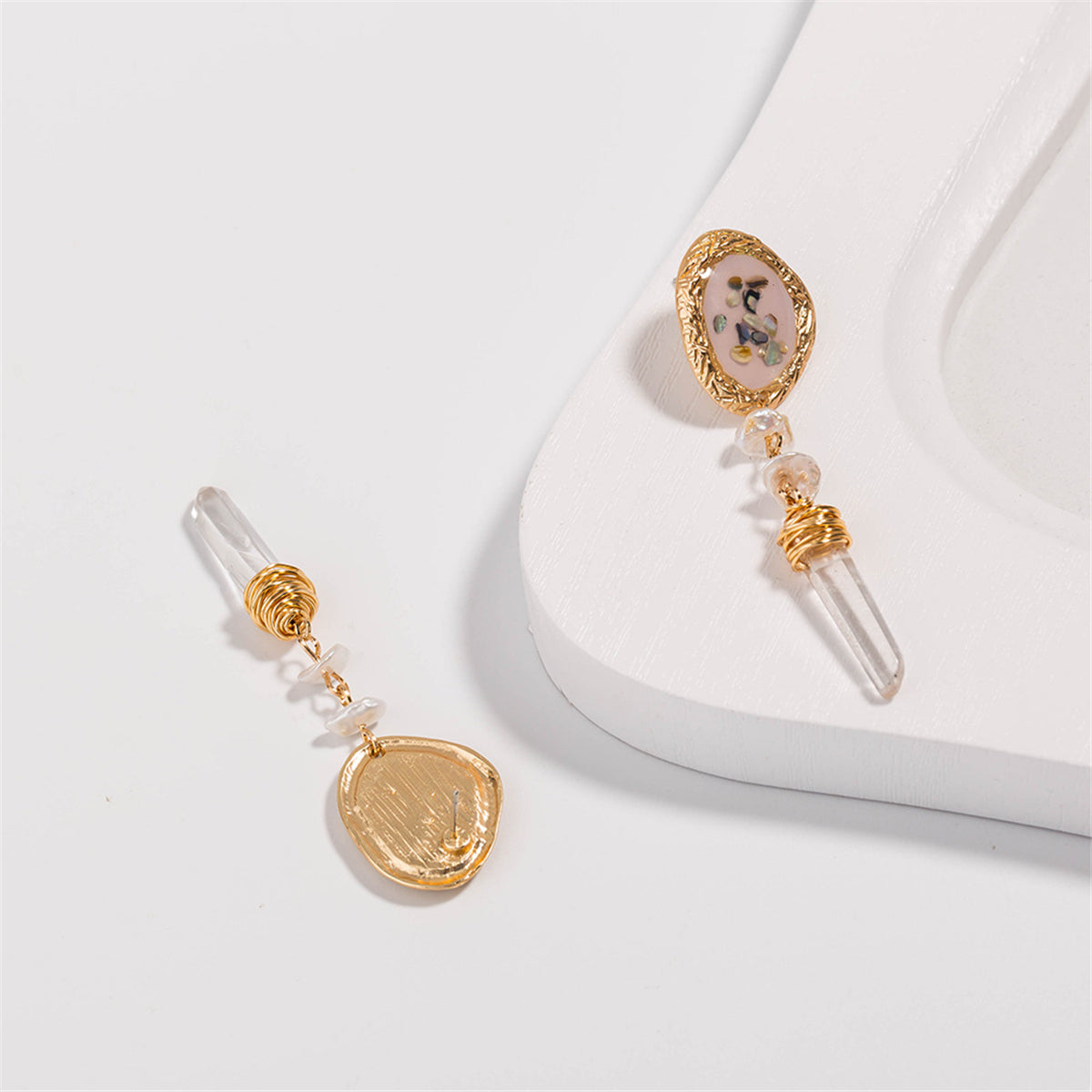 Crystal & 18K Gold-Plated Freeform Wrapped Drop Earrings