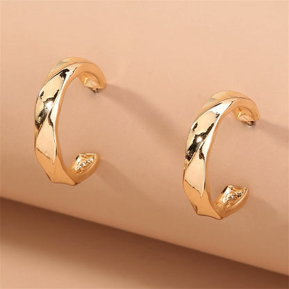 18K Gold-Plated Twisted Hoop Earrings, dainty minimalist design, detail close-up