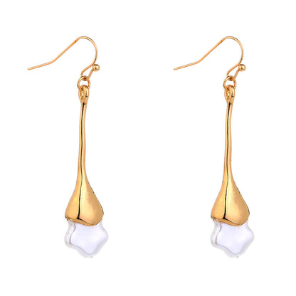 Pearl & 18K Gold-Plated Star Drop Earrings