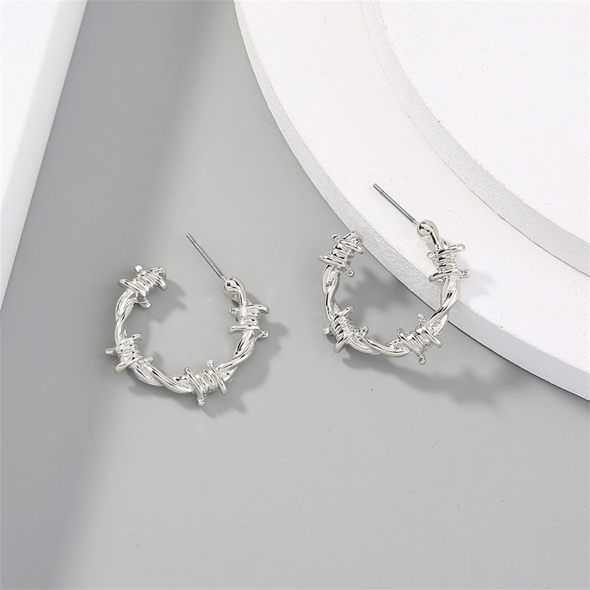 Silver-Plated Twine Hoop Earrings