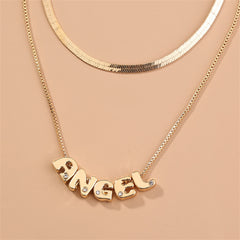 Cubic Zirconia & 18K Gold-Plated Snake Chain 'Angel' Necklace Set