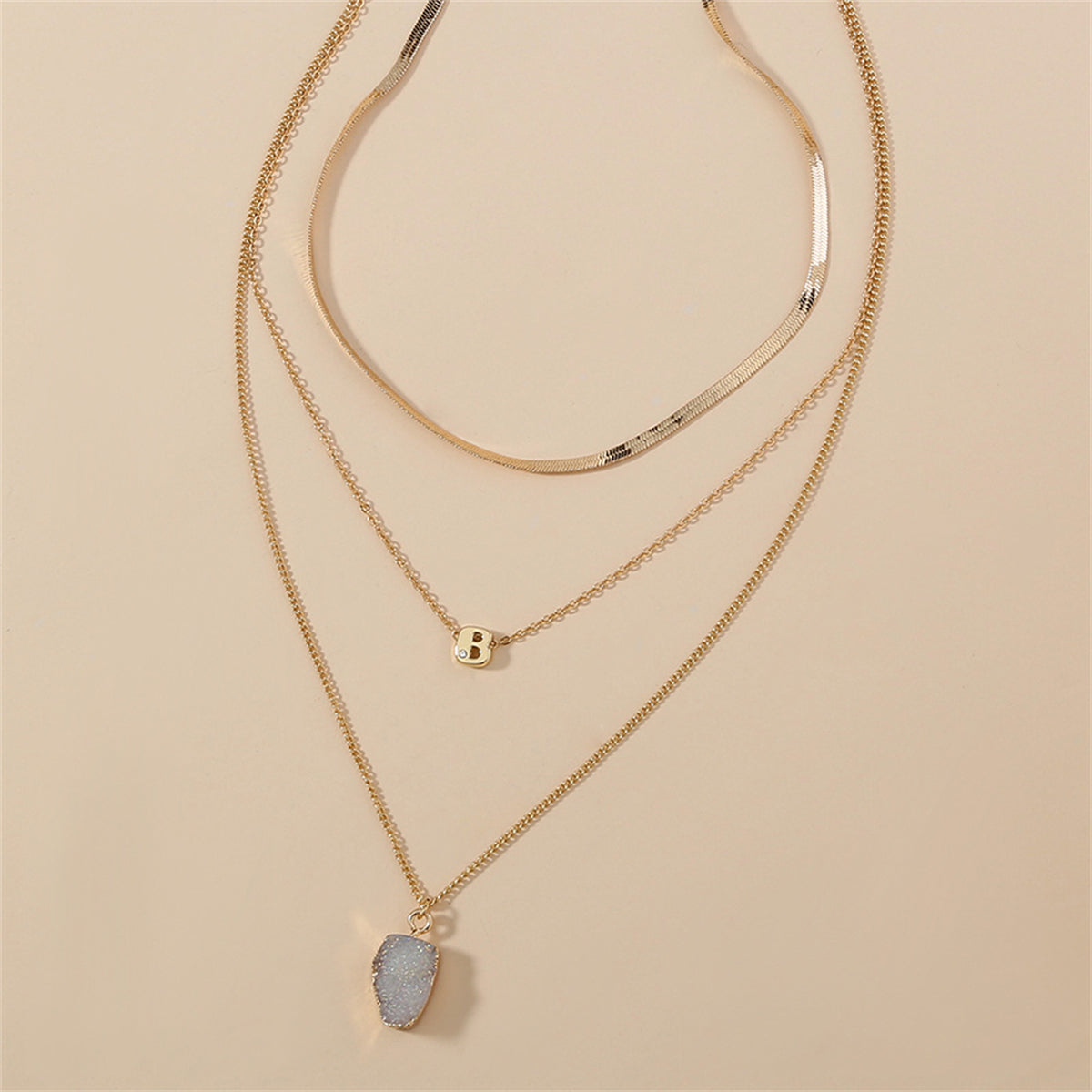 Crystal and Cubic Zirconia Layered Pendant Necklace Set, jewelry gift sets for women, dainty minimalist design, styled look