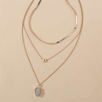 Crystal and Cubic Zirconia Layered Pendant Necklace Set, jewelry gift sets for women, dainty minimalist design, styled look