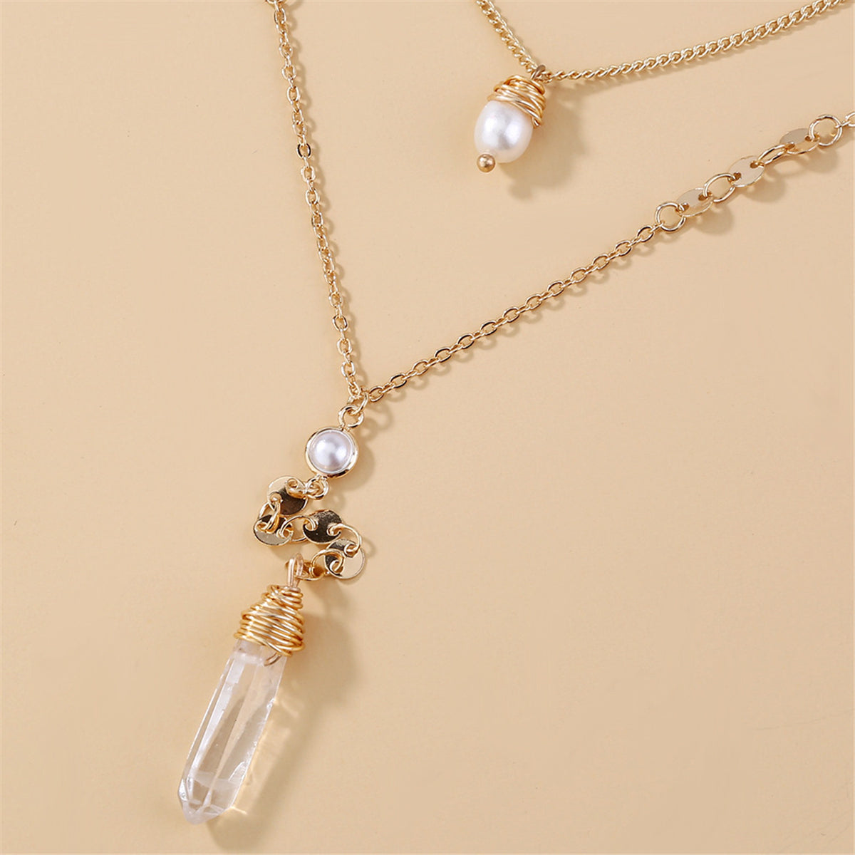 Pearl & 18K Gold-Plated Crystal-Accent Layer Lariat Necklace