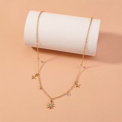 Cubic Zirconia and 18K Gold-Plated Celestial Station Necklace, gold pendant necklace for women, styled look