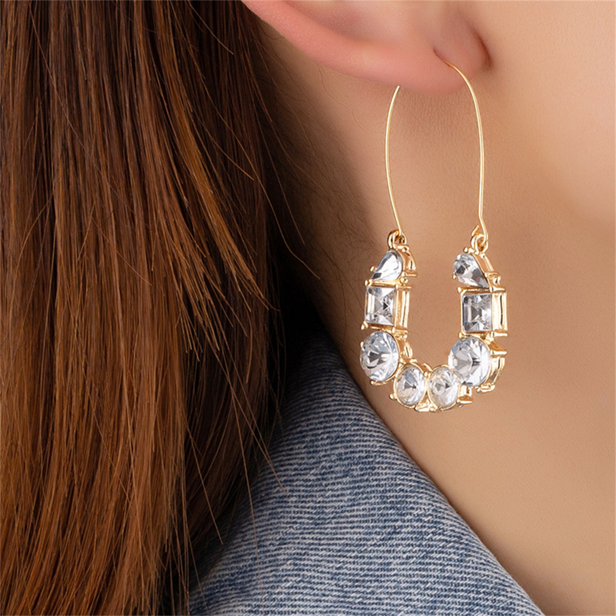 Crystal & 18K Gold-Plated Huggie Earrings