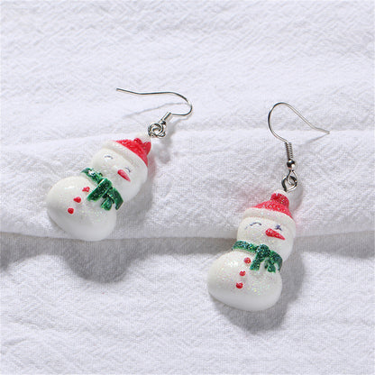 Red and White Snowman Drop Earrings, drop earrings for women, everyday style, lifestyle look