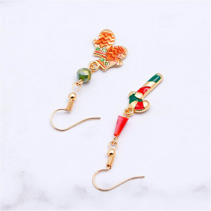 Red Enaeml and 18K Gold-Plated Candy Cane Mittens Drop Earrings, gold drop earrings for women, side view