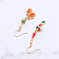 Red Enaeml & 18K Gold-Plated Candy Cane Mittens Drop Earrings