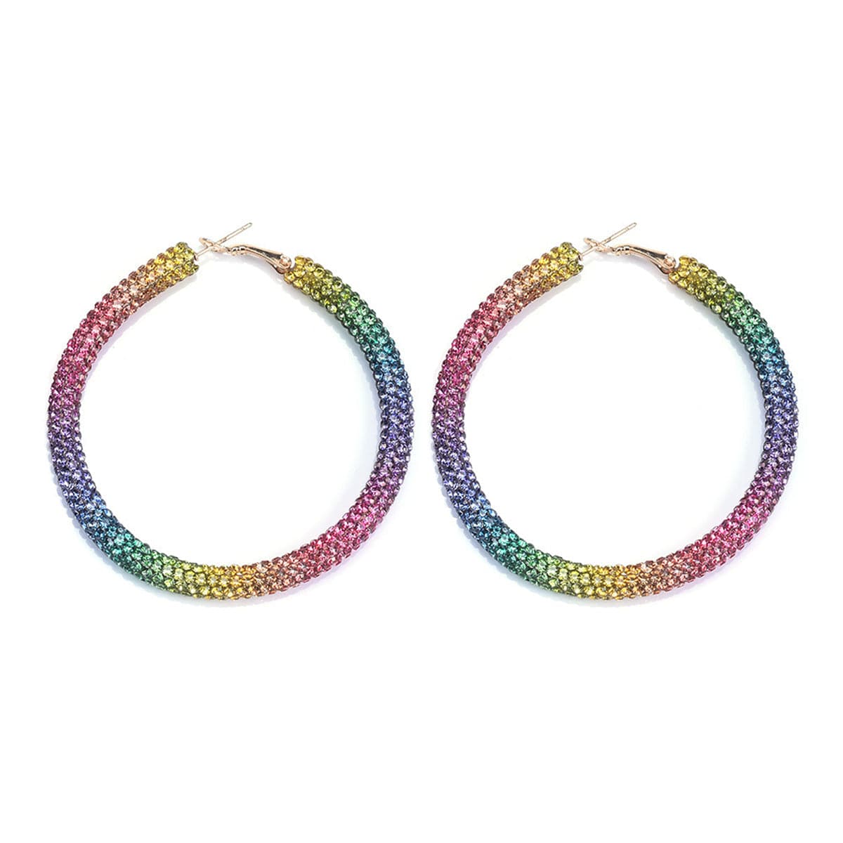 Rainbow Cubic Zirconia & 18K Gold-Plated Hoop Earrings