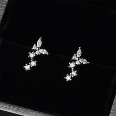 Cubic Zirconia & Silver-Plated Butterfly Drop Earrings
