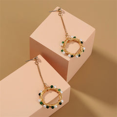 Pearl & Cubic Zirconia 18K Gold-Plated Open Circle Drop Earrings