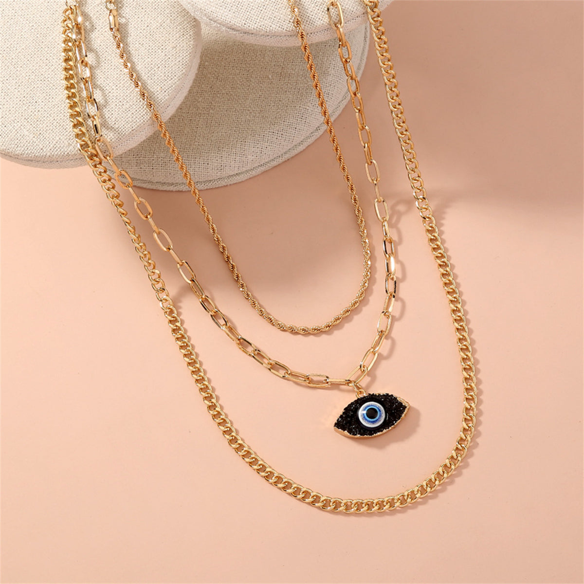 18K Gold-Plated Evil Eye Layered Necklace Set