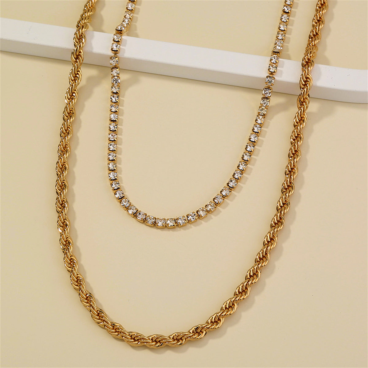 Cubic Zirconia & 18K Gold-Plated Necklace Set