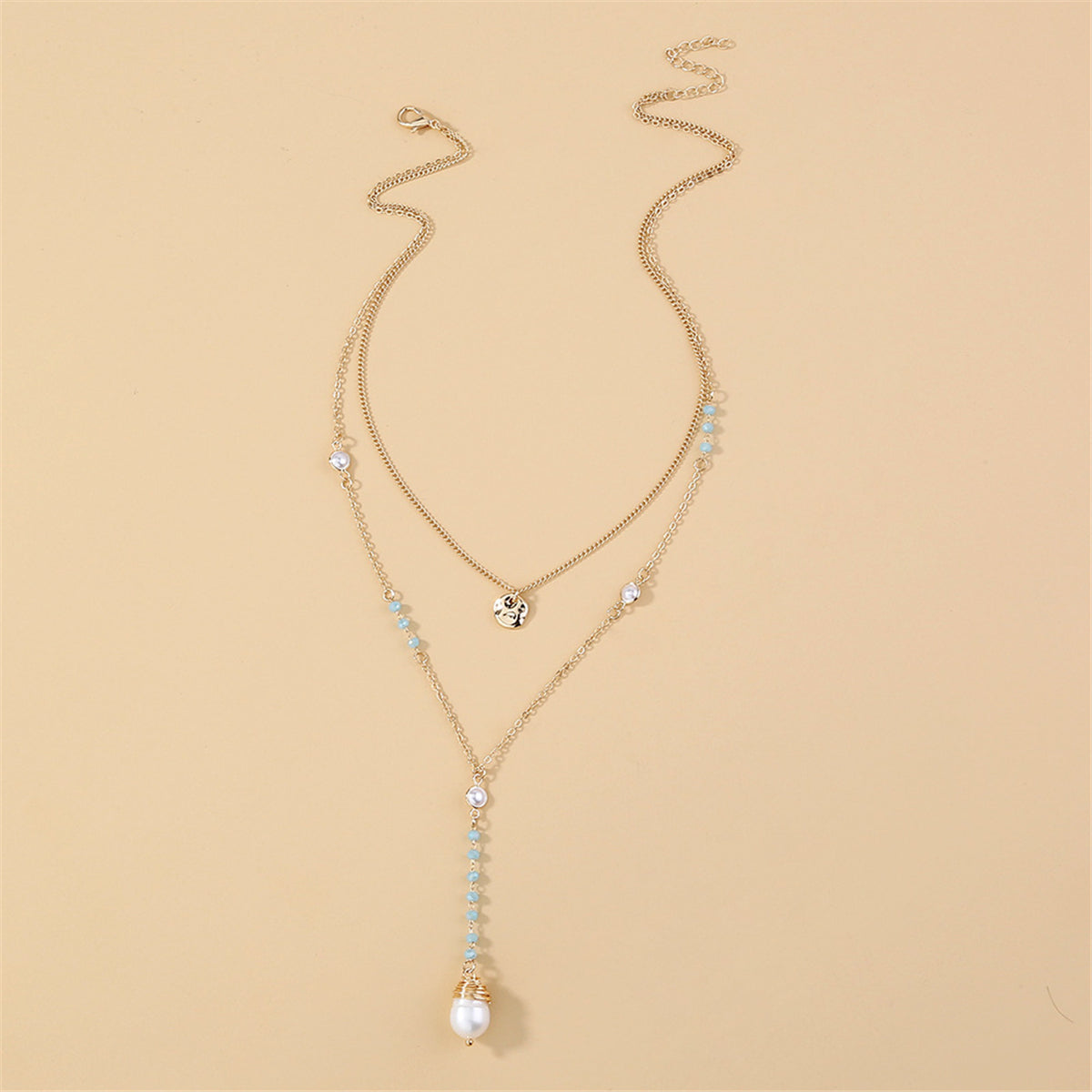 Pearl & Acrylic 18K Gold-Plated Layered Beaded Drop Necklace