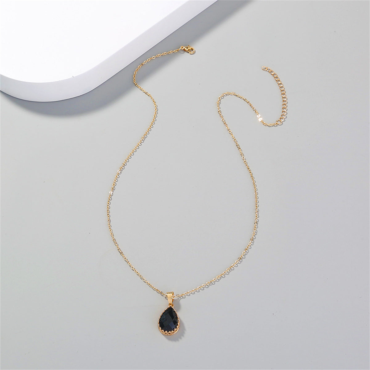 Black Crystal & 18K Gold-Plated Pendant Necklace