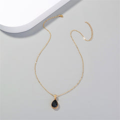 Black Crystal & 18K Gold-Plated Pendant Necklace