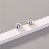 Cubic Zirconia & 18k Gold-Plated Heart Stud Earrings