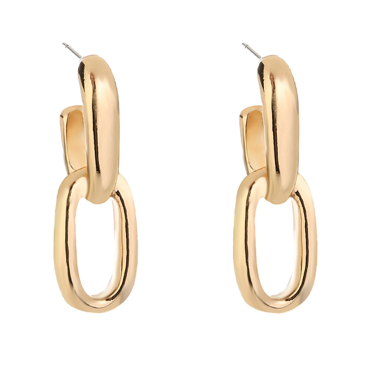 18K Gold-Plated Interlocked Cable Chain Drop Earrings