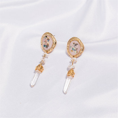 Crystal and 18K Gold-Plated Freeform Wrapped Drop Earrings, gold drop earrings for women, botanical inspired, lifestyle look