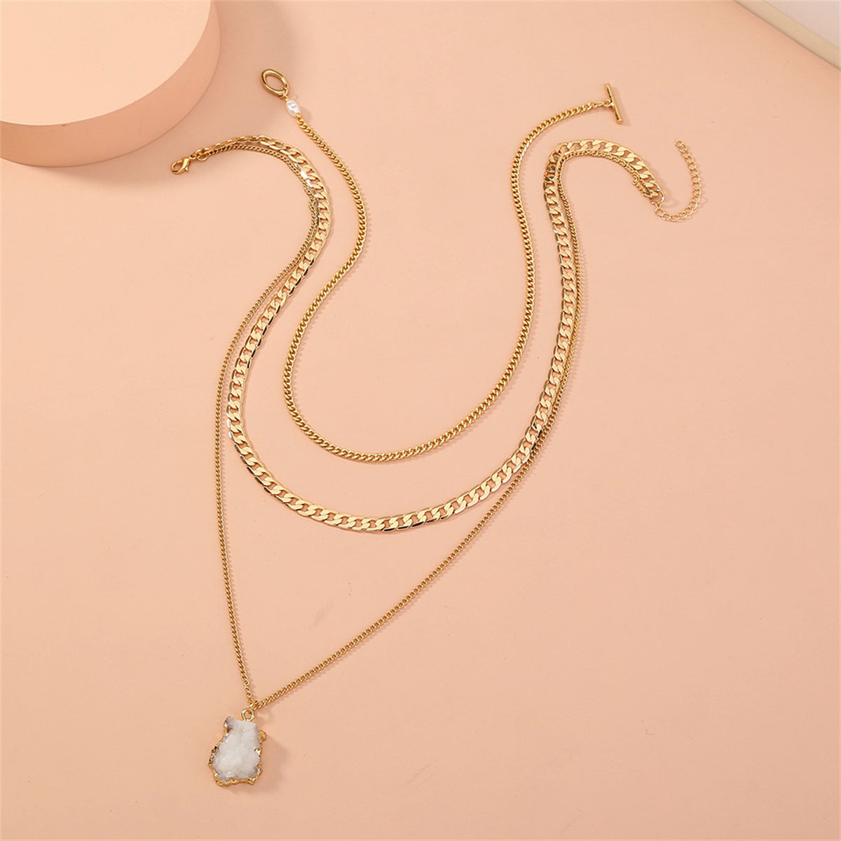Cubic Zirconia & 18K Gold-Plated Solitaire Pendant Necklace Set